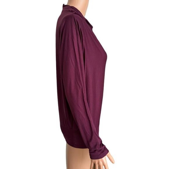 Ann Taylor Drape Neck Dolman Top blouse in plum color size M - Picture 2 of 6